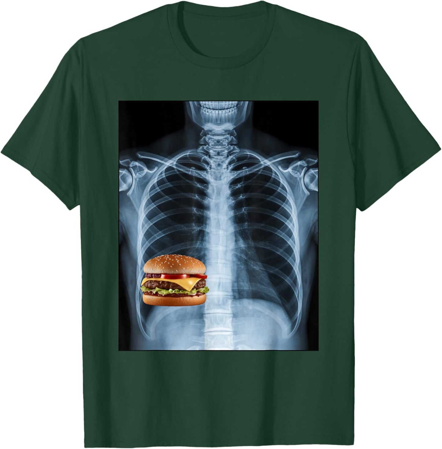 Rib Cage X-Ray Cheeseburger Funny Food Humor Anatomy T-Shirt - T-Shirt | Forest