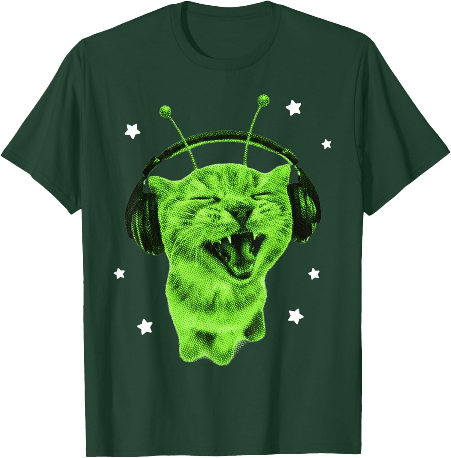 Funny Y2K Alien Cat Meme Retro Silly Cat Vintage Space Kitty T-Shirt - T-Shirt | Forest