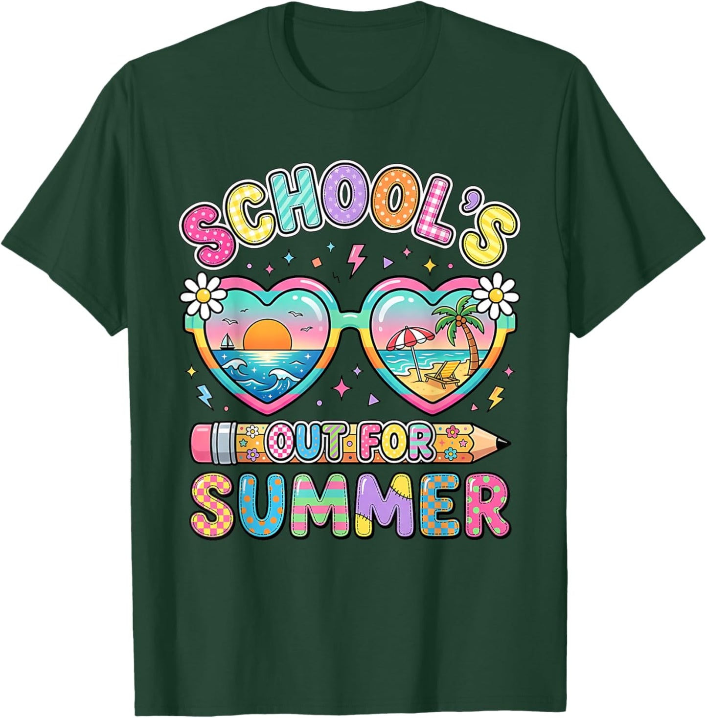 Last Day of School Funny Schools Out for Summer Teacher Boys T-Shirt - T-Shirt | Forest
