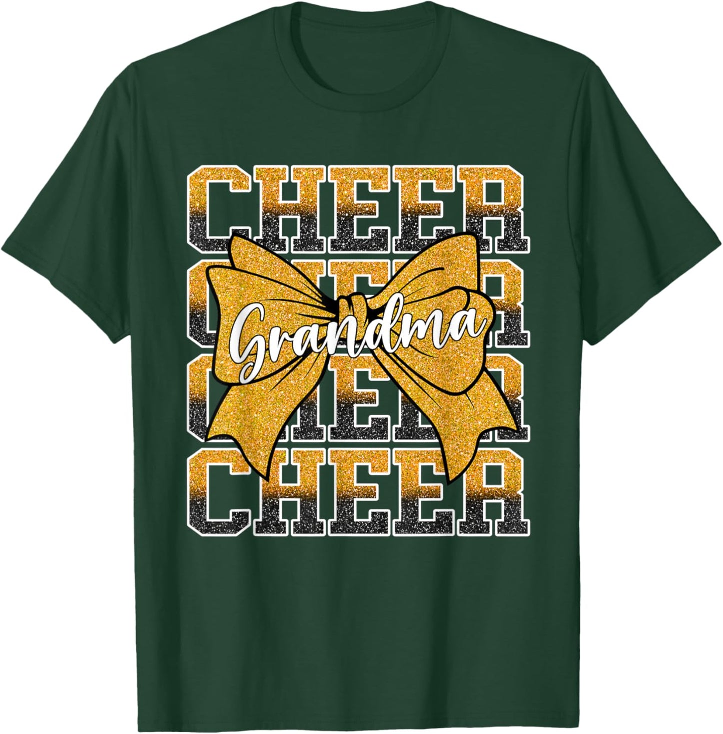 Coquette Cheer Grandma Bow Cheerleader Cheerleading Gold T-Shirt - T-Shirt | Forest
