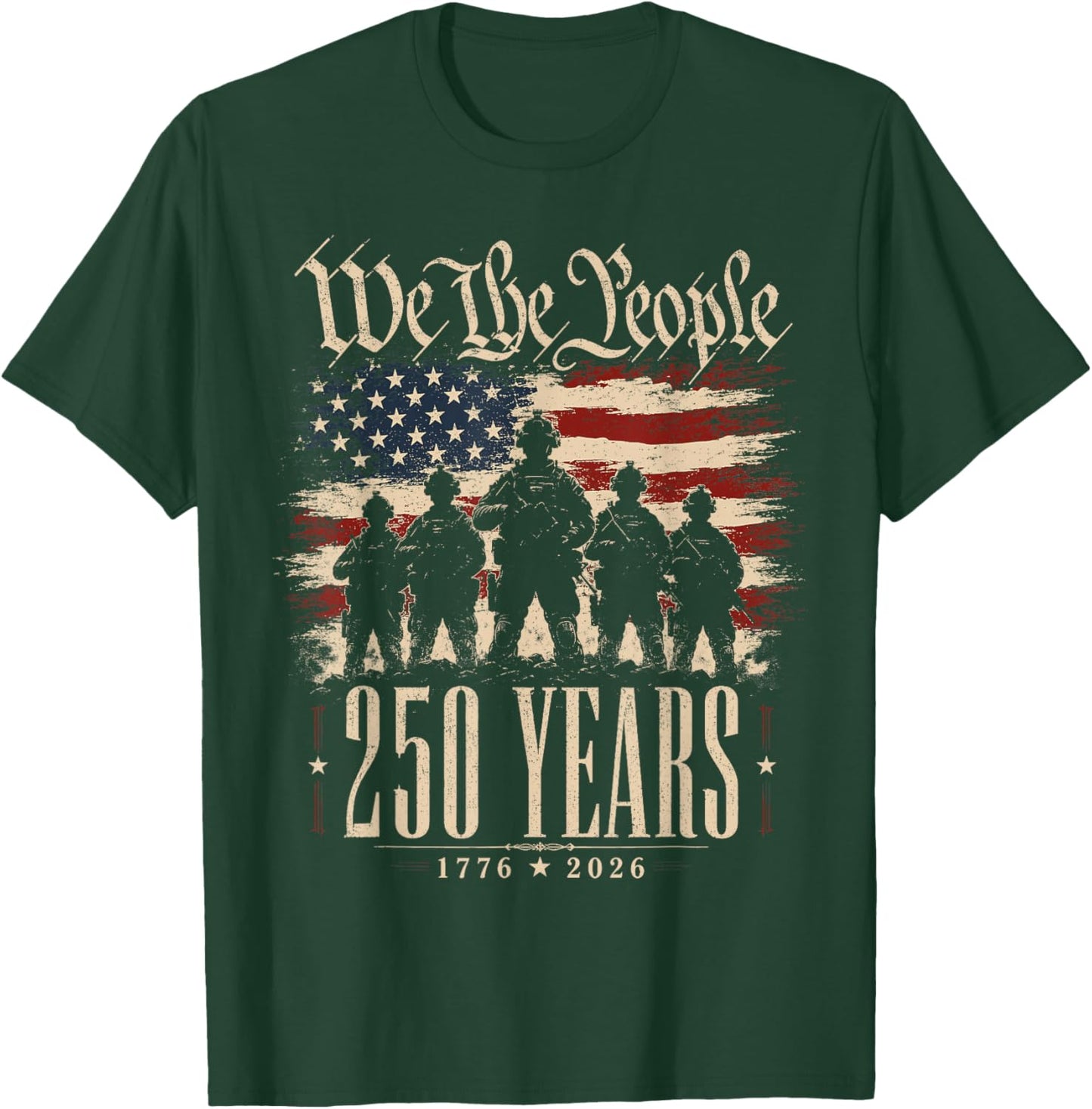 America 250th Anniversary USA Patriotic 4th of July Men T-Shirt - T-Shirt | Forest