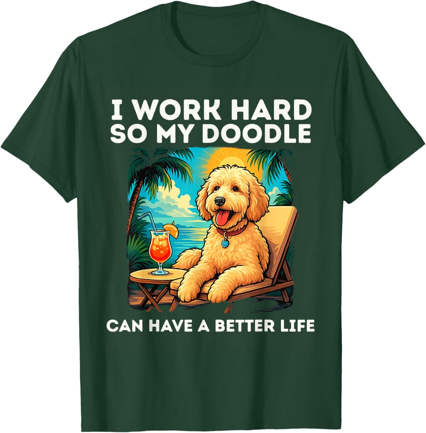 Funny Labradoodle Dog Design I Work Hard Labradoodle Lovers T-Shirt - T-Shirt | Forest