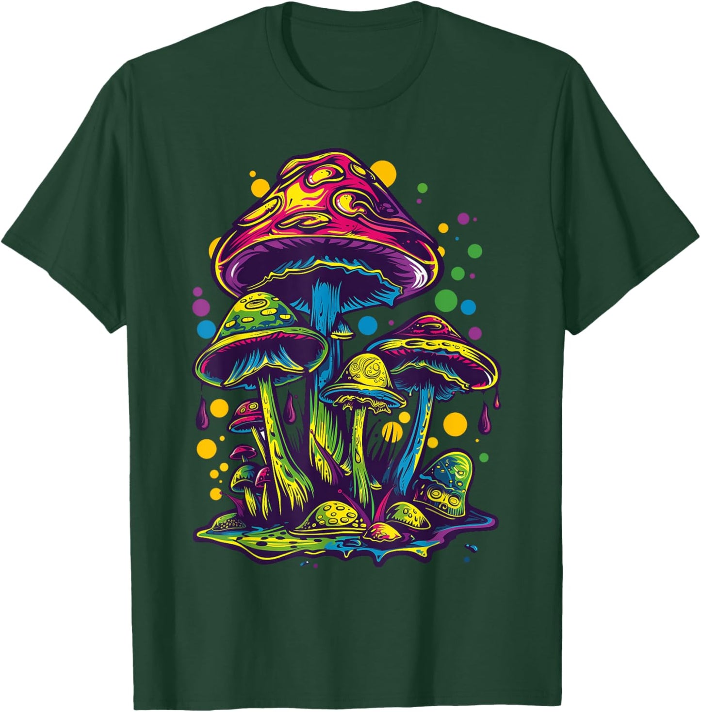 Magic Mushrooms Toadstools Fungi Psychedelic Festival T-Shirt - T-Shirt | Forest
