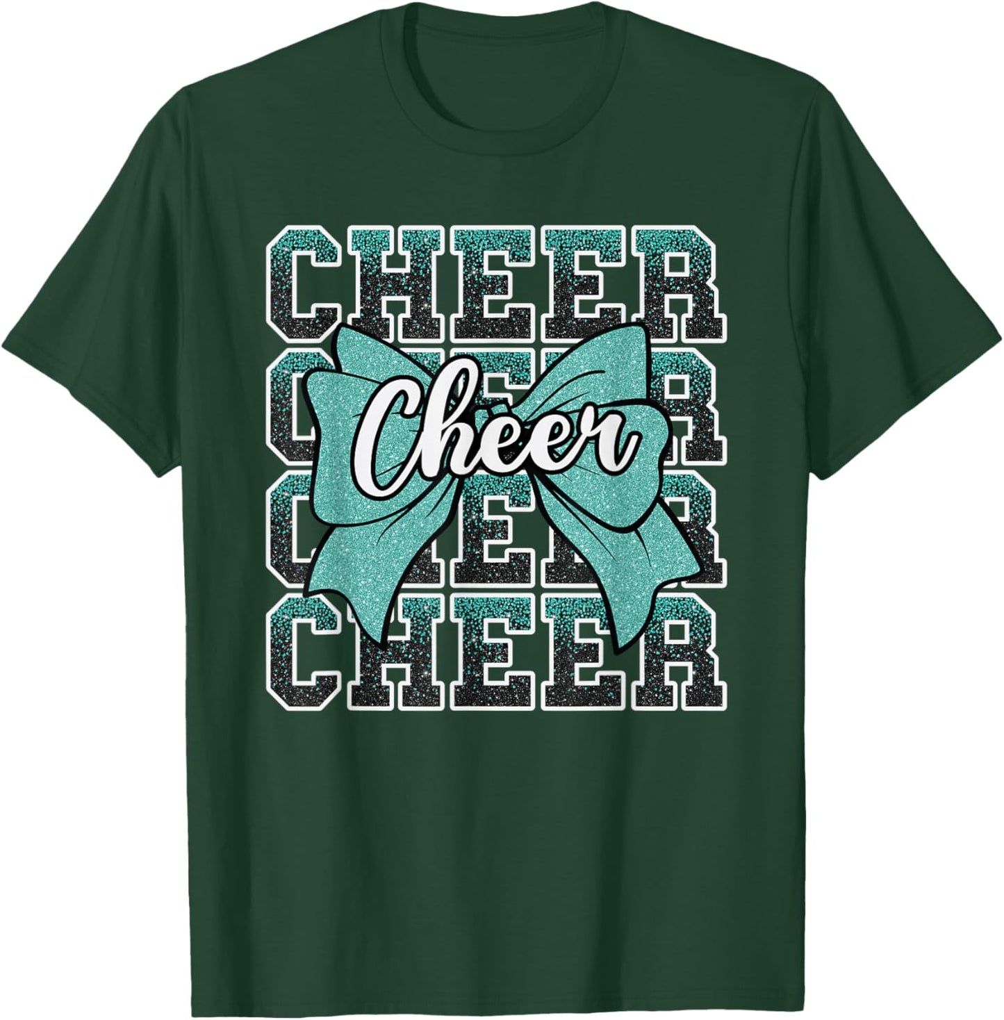 Coquette Cheer Bow Sport Cheerleader Cheerleading Teal Blue T-Shirt - T-Shirt | Forest