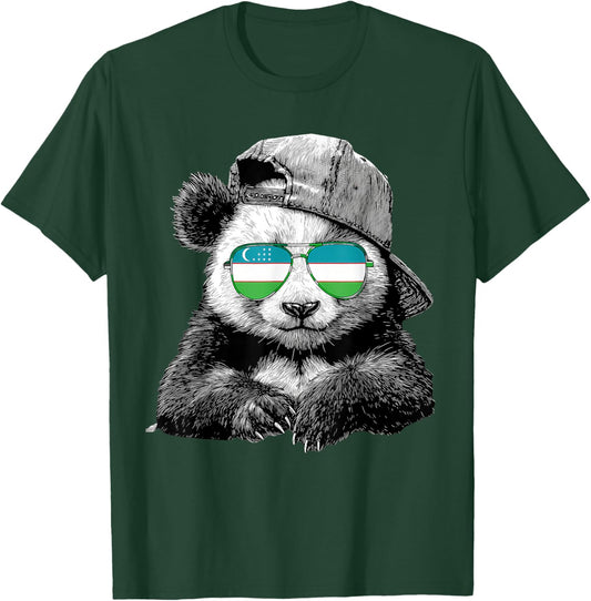 Uzbekistan Flag Panda Uzbek Roots T-Shirt - T-Shirt | Forest
