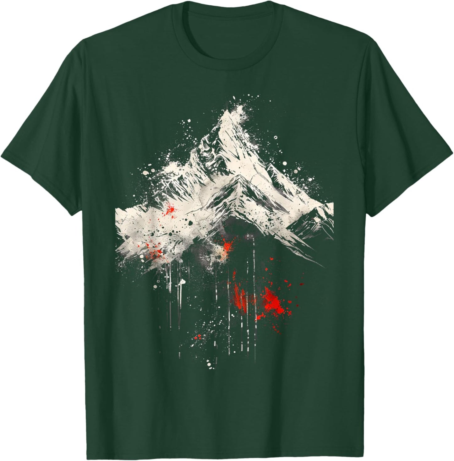 Abstract Mountain Black White Red Art T-Shirt - T-Shirt | Forest