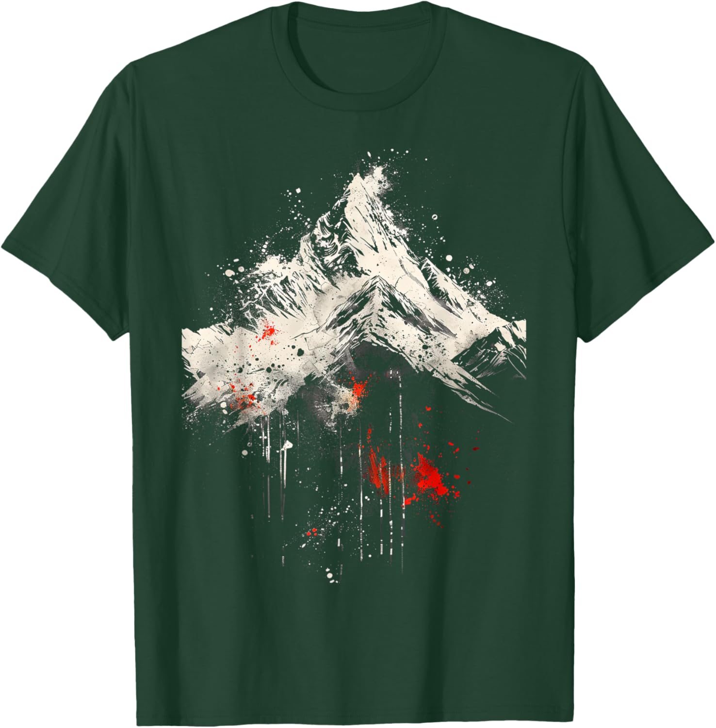 Abstract Mountain Black White Red Art T-Shirt - T-Shirt | Forest