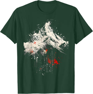 Abstract Mountain Black White Red Art T-Shirt - T-Shirt | Forest