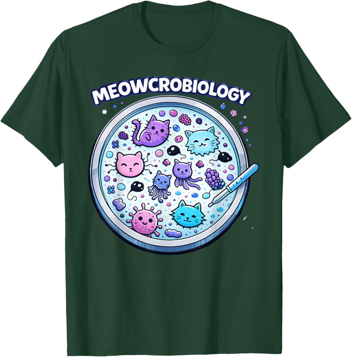 Wissenschaftliche Grafik von Meowcrobiology Cute Cat T-Shirt - T-Shirt | Forest