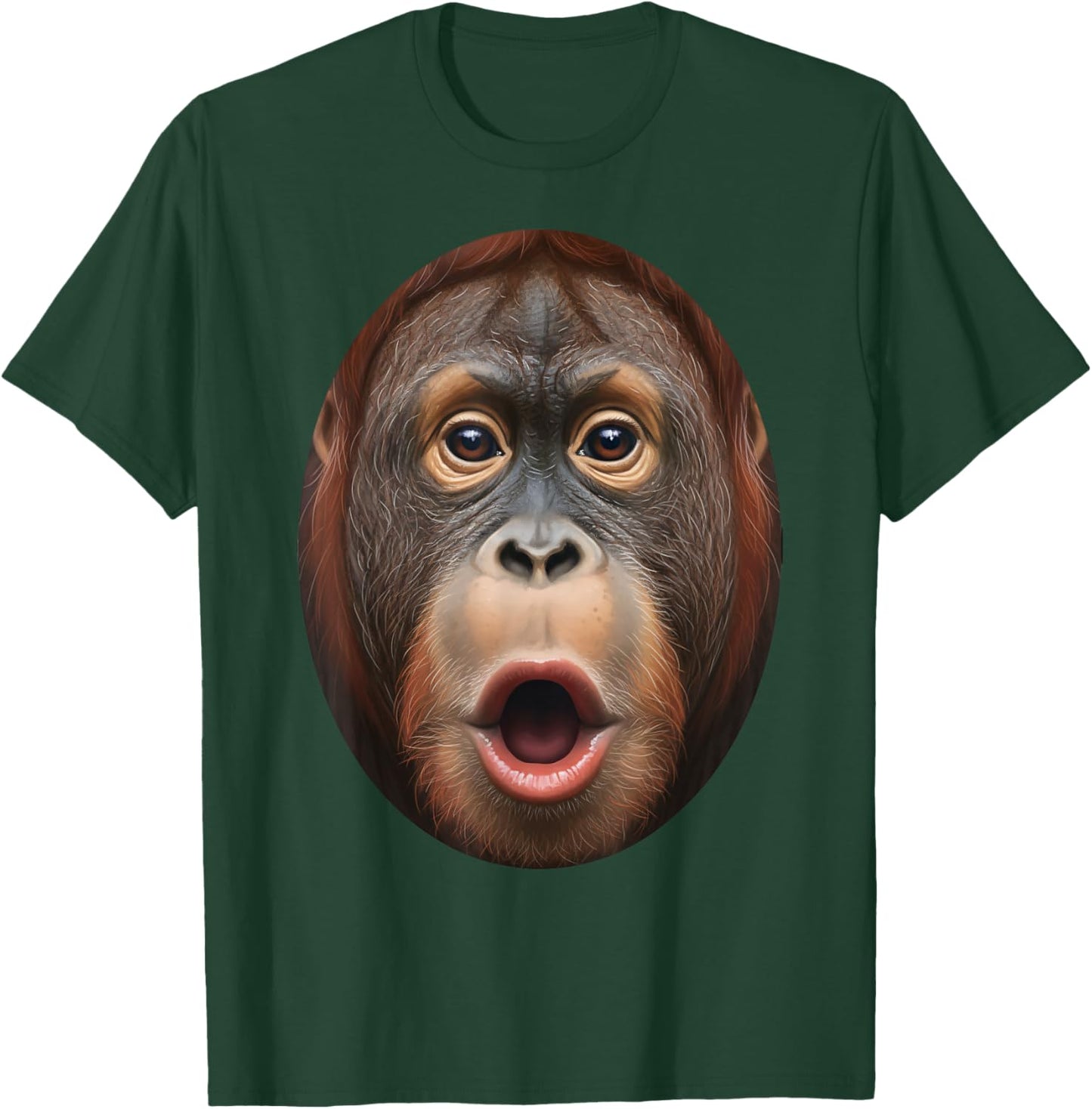 Animals - Surprised Orangutan Face Realistic Primate Art T-Shirt - T-Shirt | Forest
