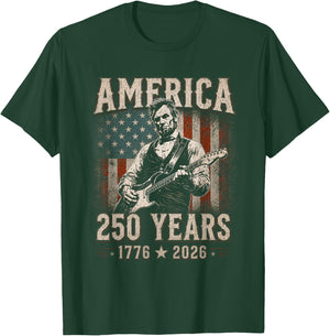 Abraham Lincoln Playing Guitar 250 Years 4th July 1776 2026 T-Shirt - T-Shirt | Forest