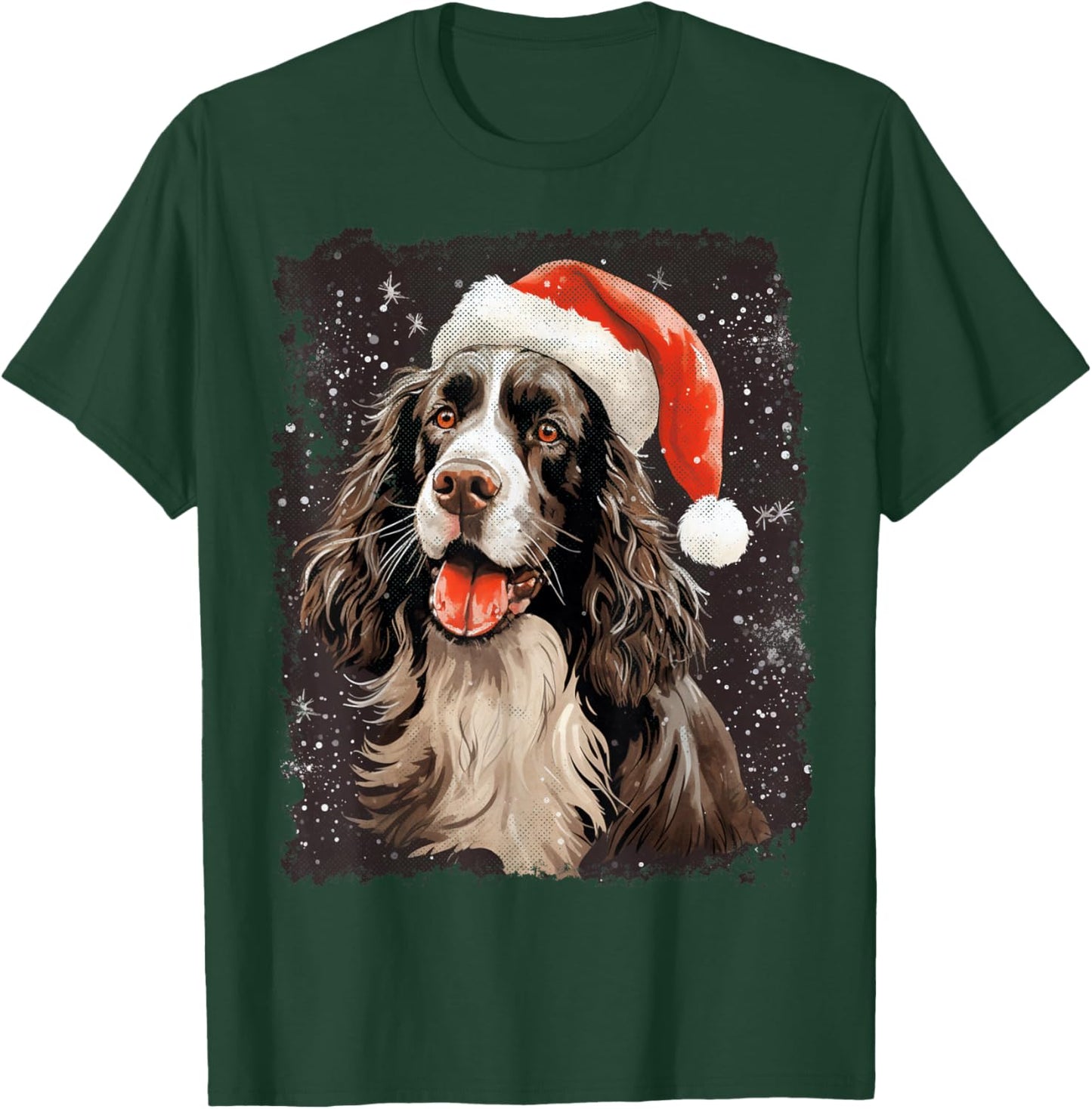 English Springer Spaniel Christmas Dog T-Shirt - T-Shirt | Forest