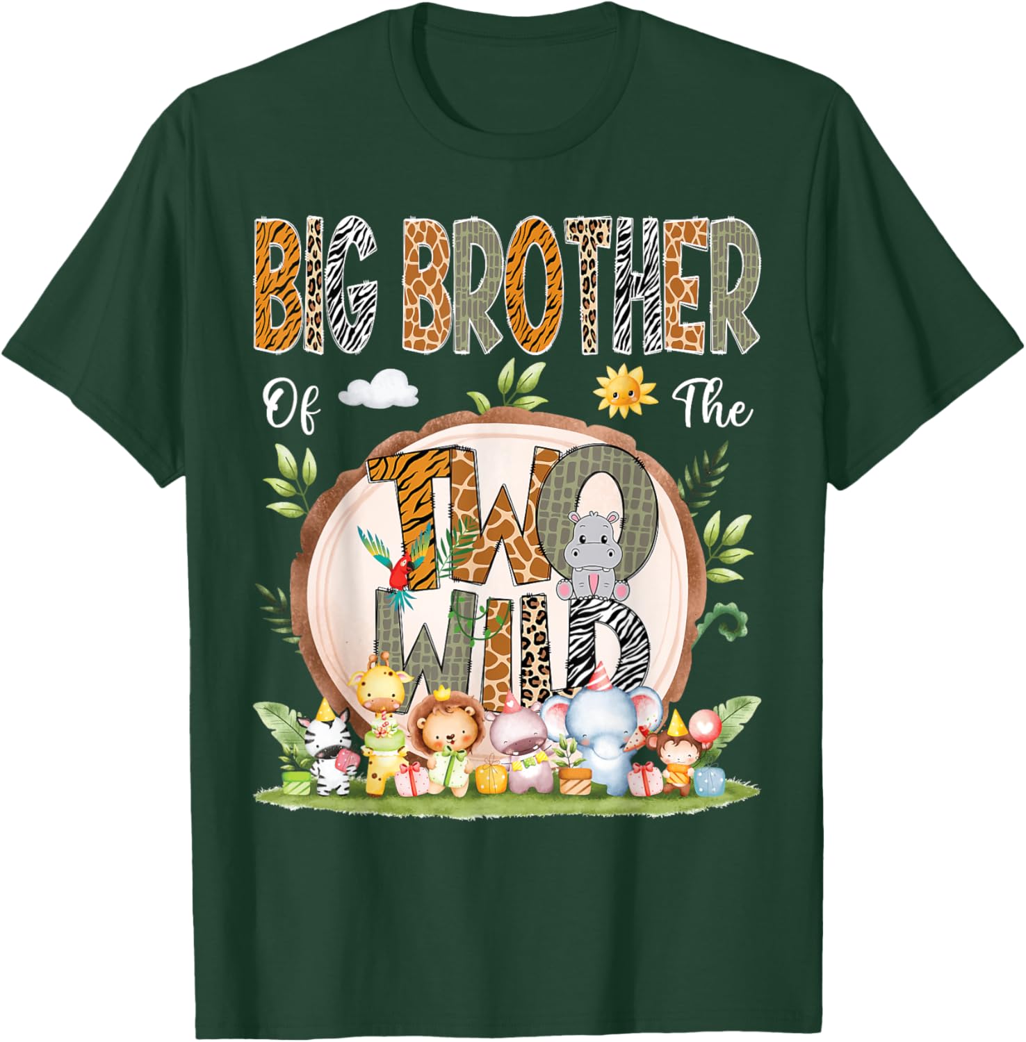 Big Brother Of The Two Wild Animal Safari 2Nd Birthday Party T-Shirt - T-Shirt | Forest
