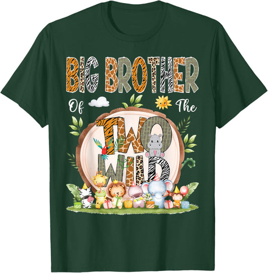 Big Brother Of The Two Wild Animal Safari 2Nd Birthday Party T-Shirt - T-Shirt | Forest