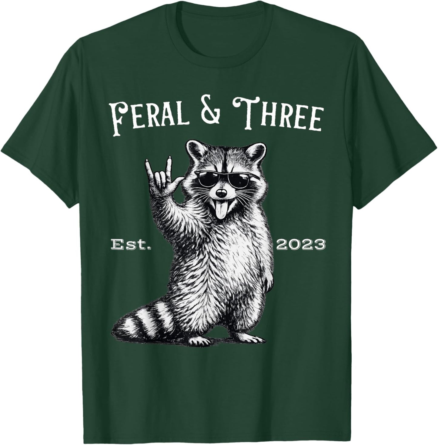 Feral and Three Funny Raccoon 3rd Birthday T-Shirt - T-Shirt | Forest