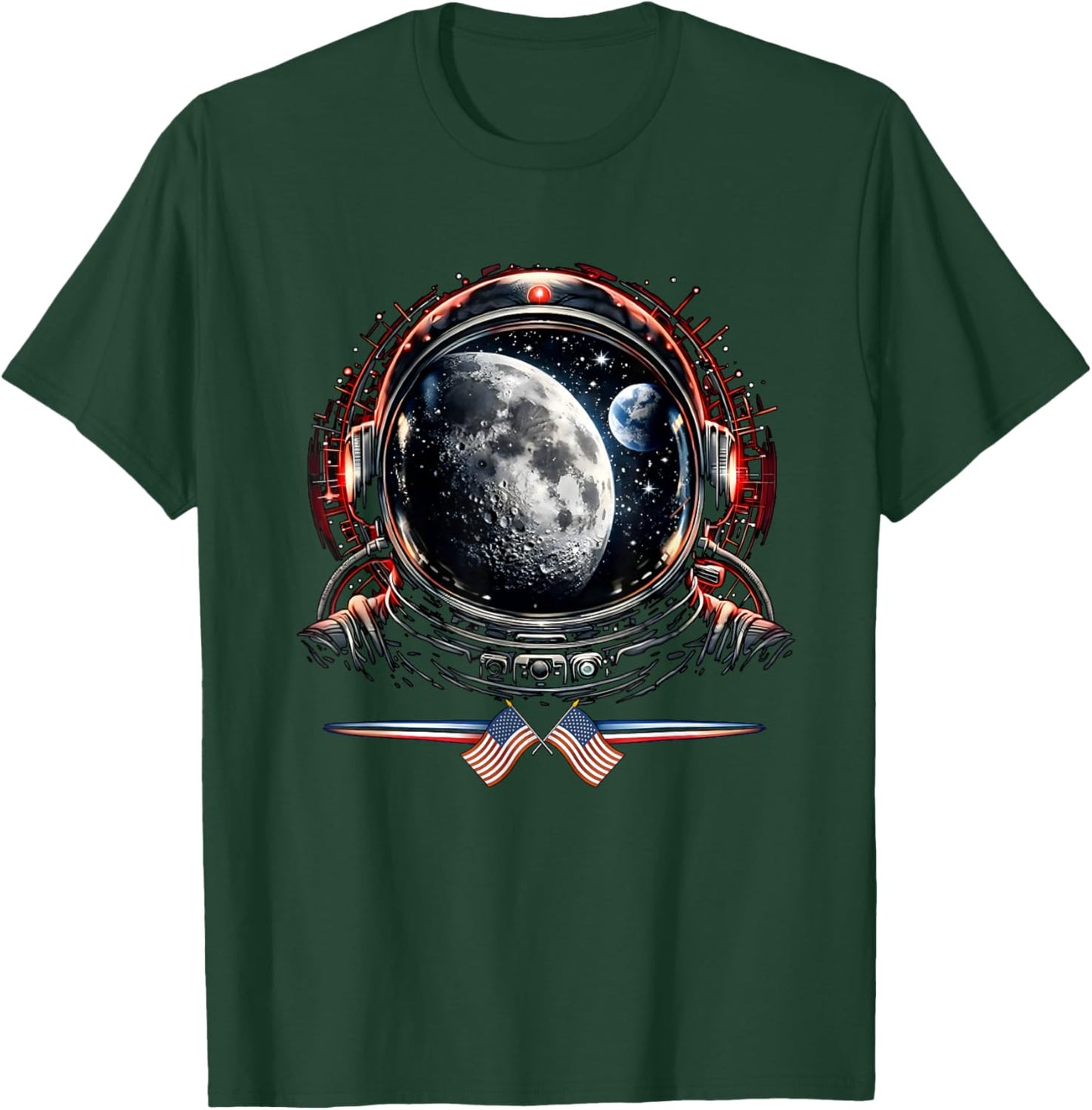 Cool Astronaut with Reflections of Earth and Moon T-Shirt - T-Shirt | Forest
