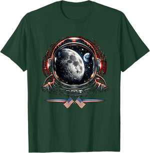 Cool Astronaut with Reflections of Earth and Moon T-Shirt - T-Shirt | Forest