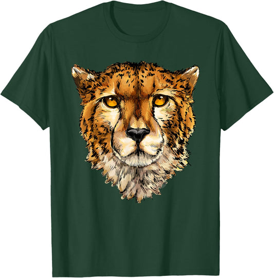 Cute Cheetah head Safari Animal Art Wildlife T-Shirt - T-Shirt | Forest