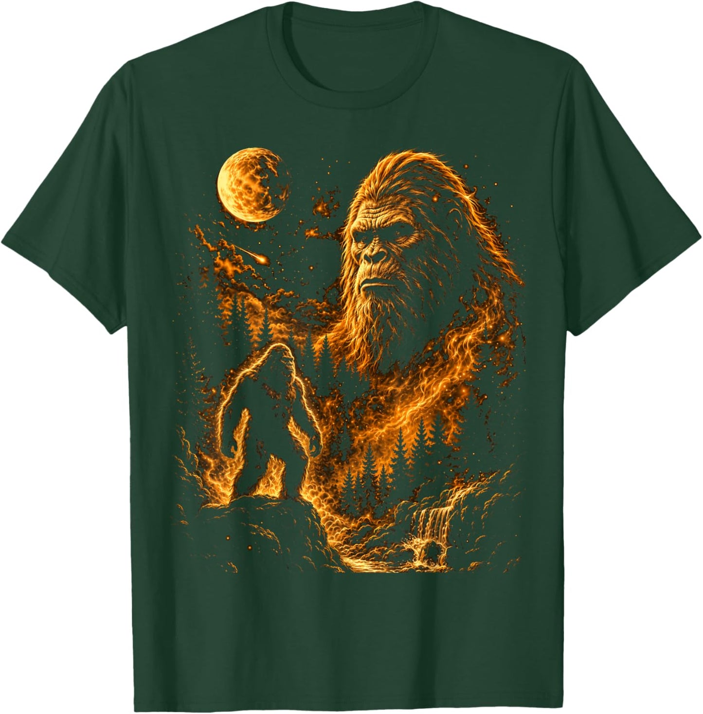 Bigfoot Sasquatch Cryptid Big Foot Moon Nature T-Shirt - T-Shirt | Forest
