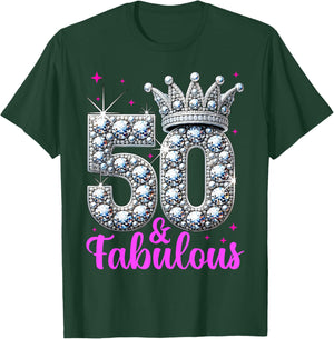 50th Birthday. 50 and Fabulous Women's, Ladies T-Shirt - T-Shirt | Forest