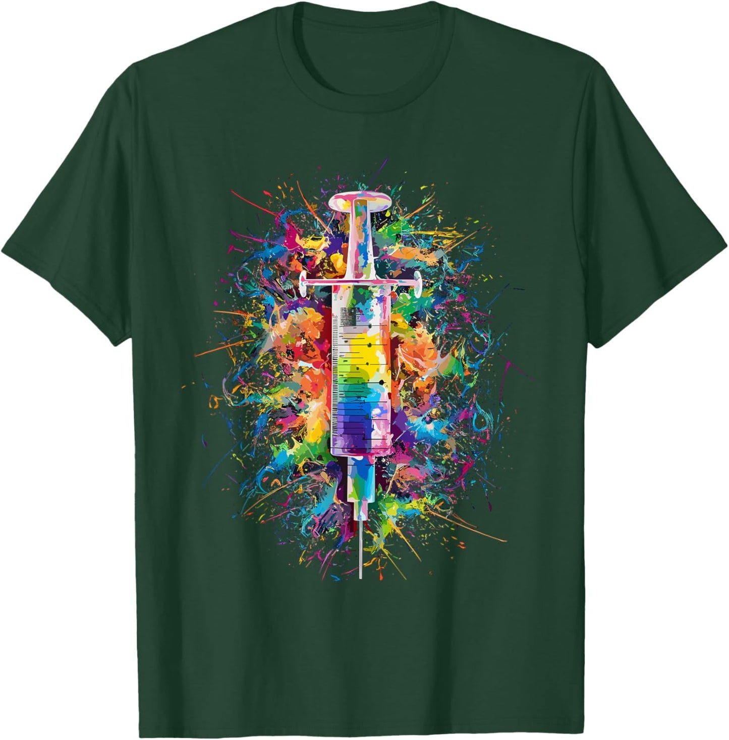 Colorful Paint Splash Syringe Art Graphic T-Shirt - T-Shirt | Forest