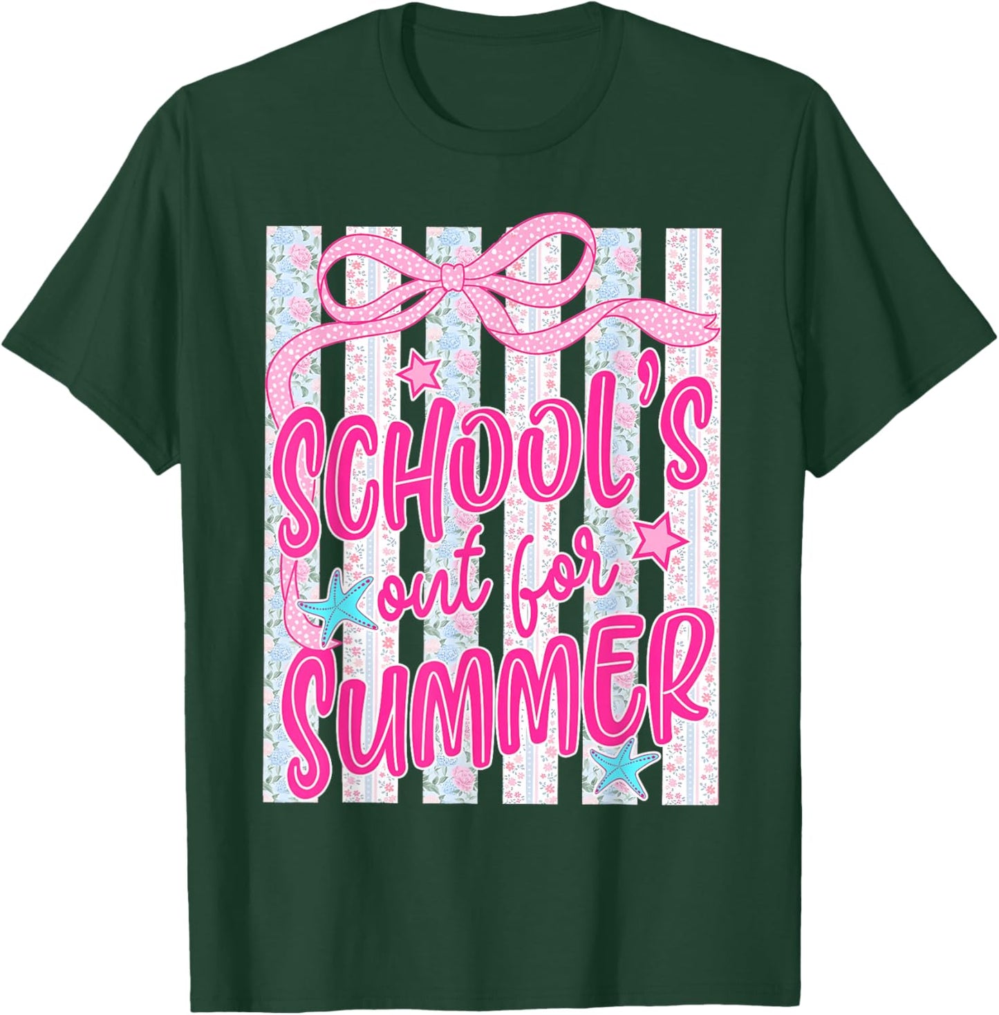 Last Day of School Out for Summer Coquette Bow Women Girl T-Shirt - T-Shirt | Forest