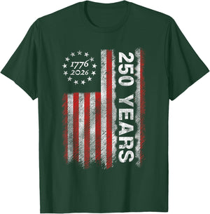 America 250th Anniversary 250 Years Patriotic 4th of July T-Shirt - T-Shirt | Forest
