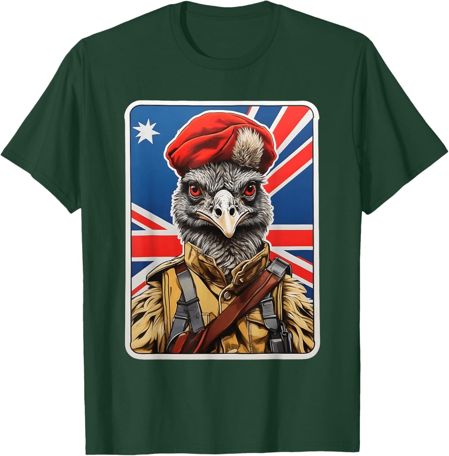 Emu War Hero Design - Emu in Military Uniform T-Shirt - T-Shirt | Forest