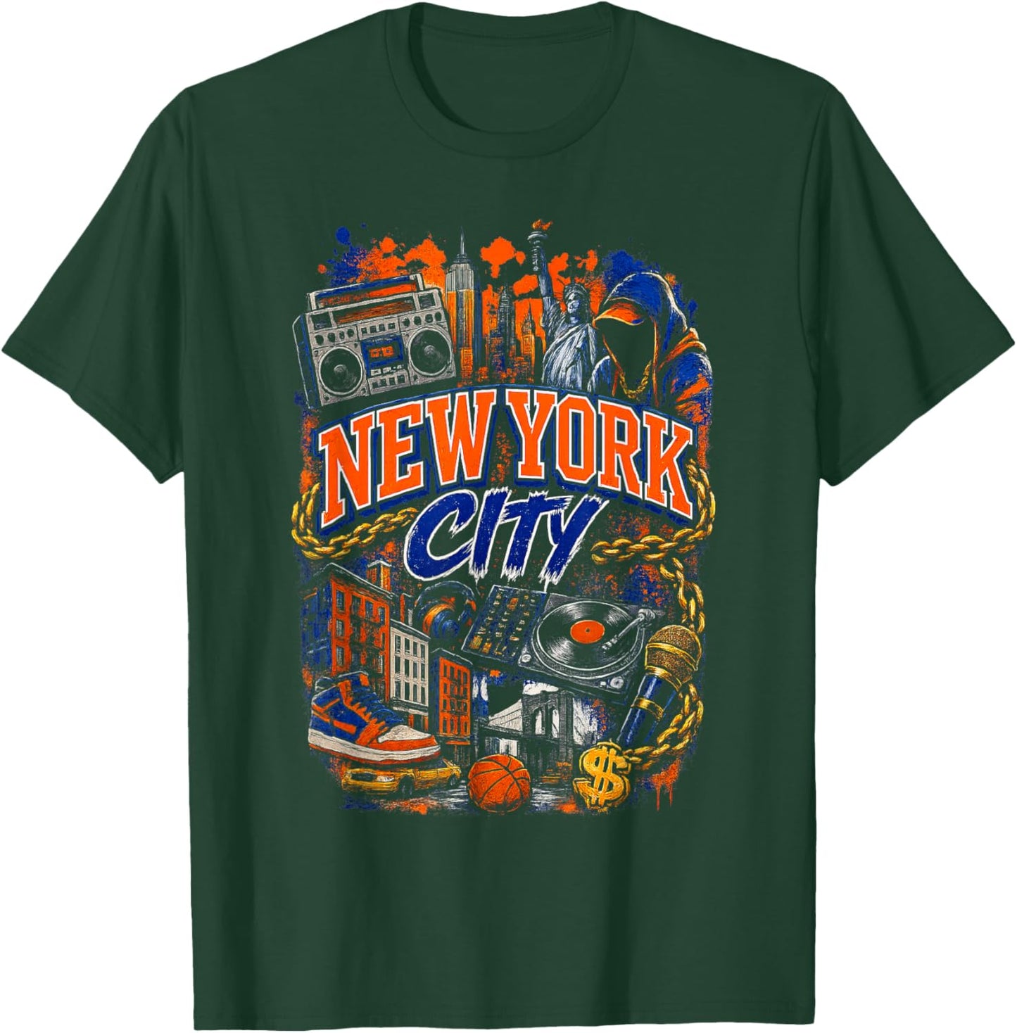 New York | Hip Hop Sports Style Design Cool Graphic T-Shirt - T-Shirt | Forest