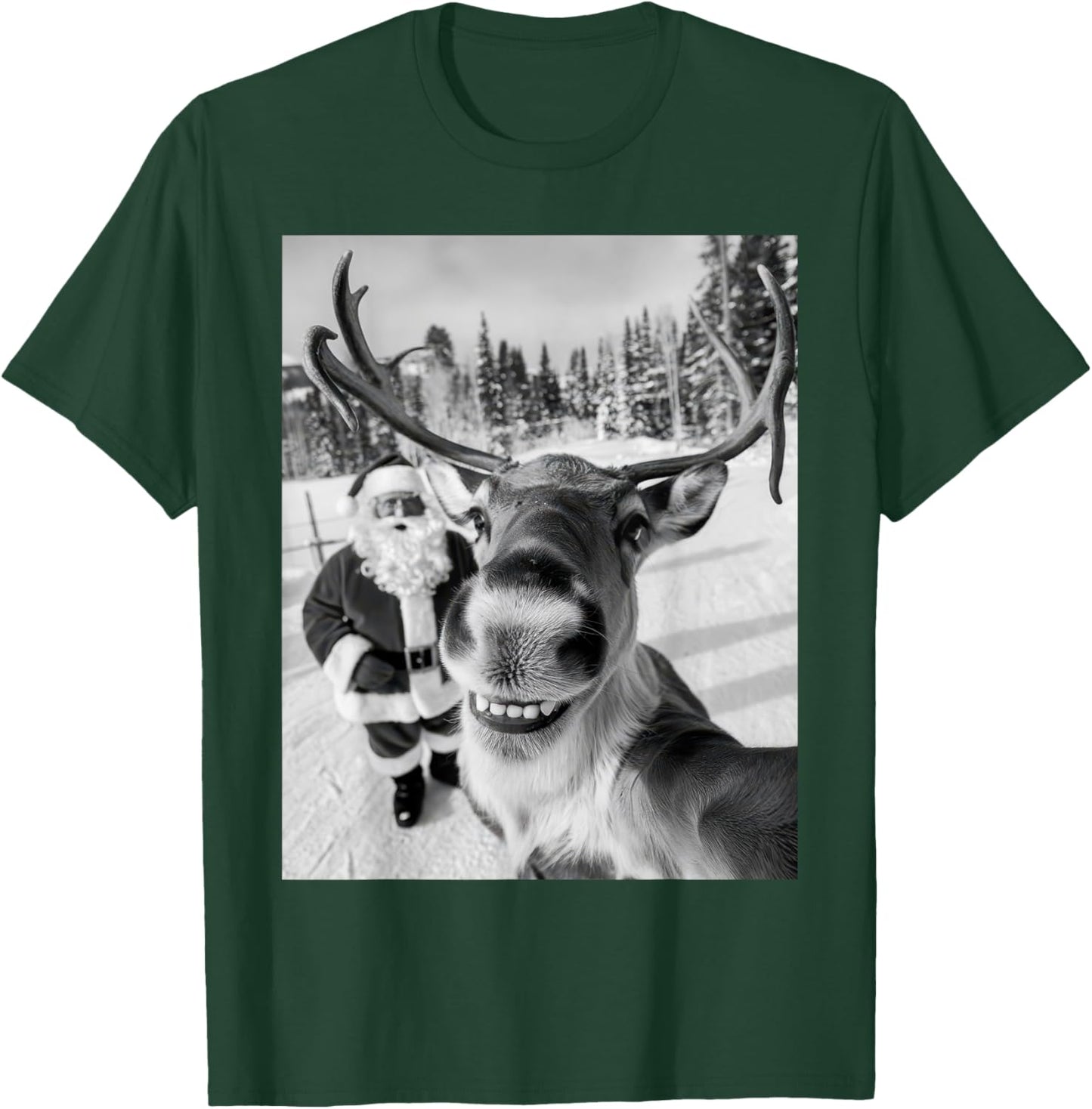 Reindeer Selfie Christmas Party Selfie Funny Reindeer Xmas T-Shirt - T-Shirt | Forest