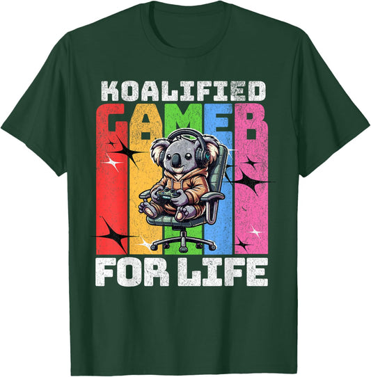Koalified Gamer Koala Video Game Pun For Boys Kids Men T-Shirt - T-Shirt | Forest
