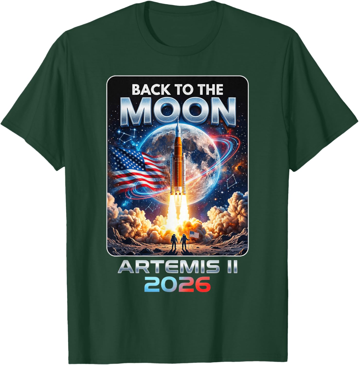 Artemis 2 Back to The Moon Rocket Launch Artemis II Lunar T-Shirt - T-Shirt | Forest