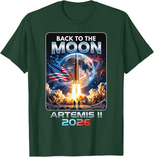Artemis 2 Back to The Moon Rocket Launch Artemis II Lunar T-Shirt - T-Shirt | Forest