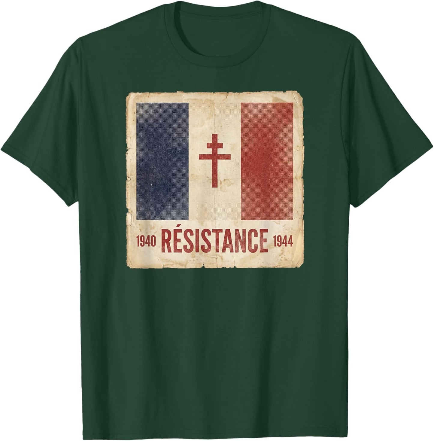 Résistance Free France Flag with Cross of Lorraine 1940-1944 T-Shirt - T-Shirt | Forest