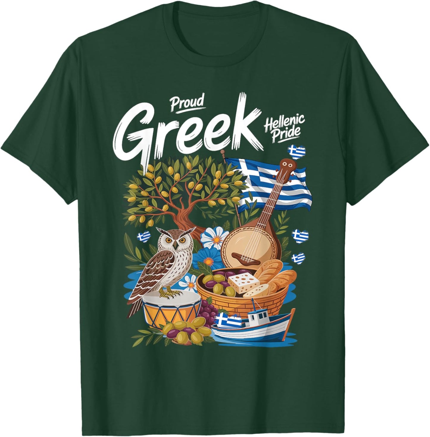 Greek Flag Outfit Idea for Kids with Hellenic Greece Roots T-Shirt - T-Shirt | Forest