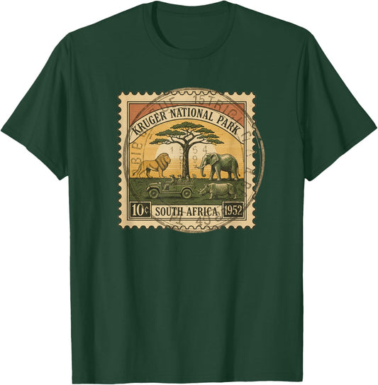 African Safari Stamp Kruger National Park Postage Vintage T-Shirt - T-Shirt | Forest