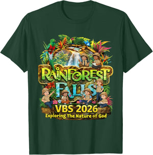 Vintage Rainforest Falls VBS Vacation Bible School Teacher T-Shirt - T-Shirt | Forest