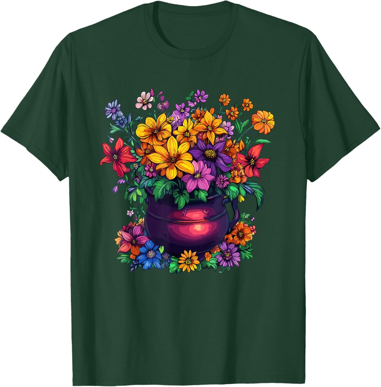 Spring Wildflower Garden Cottage Flower Bouquet T-Shirt - T-Shirt | Forest
