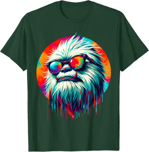 Cool Tie Dye Sunglasses Yeti Graphic Illustration Art T-Shirt - T-Shirt | Forest