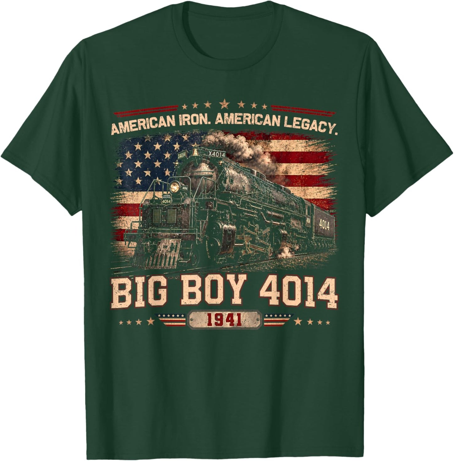 Big Boy 4014 Vintage Steam Locomotive Railroad Train Engine T-Shirt - T-Shirt | Forest