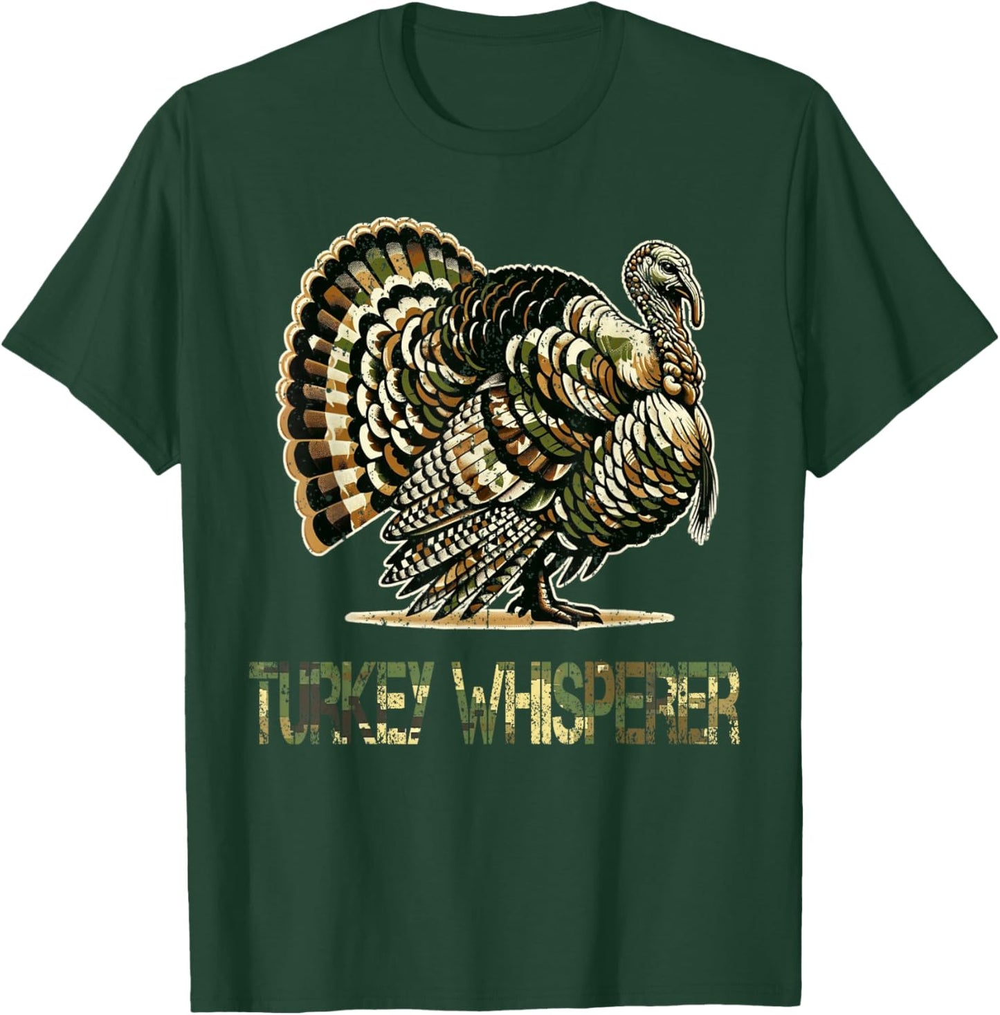 Vintage Turkey Whisperer Hunting Camo Hunting Season Gift T-Shirt - T-Shirt | Forest