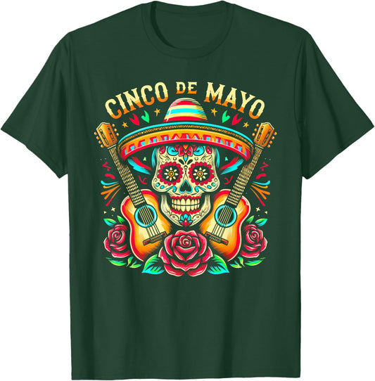 Mexican Skull Fiesta 5 De Mayo Cinco De Mayo Mem Women Kids T-Shirt - T-Shirt | Forest