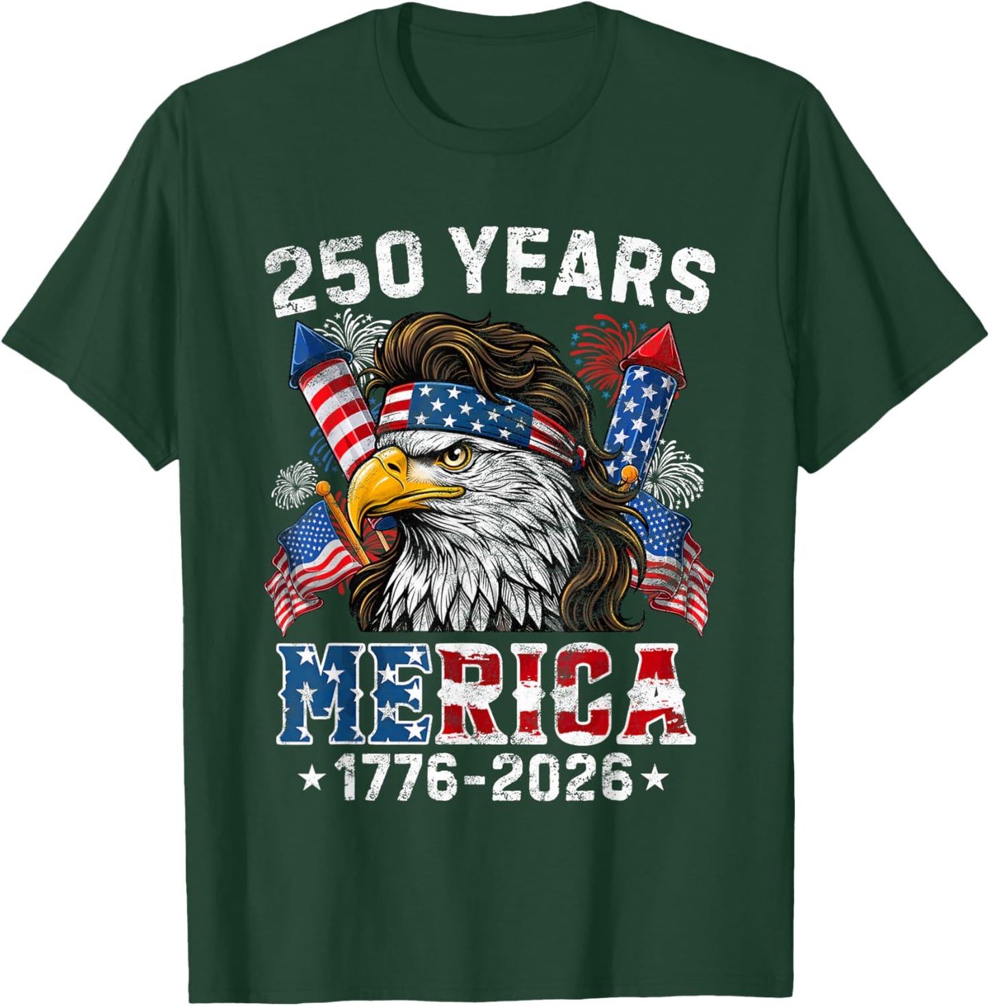 Merica 250 Anniversary USA Shirt 250 Years July 4th Men Kids T-Shirt - T-Shirt | Forest
