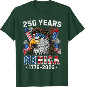Merica 250 Anniversary USA Shirt 250 Years July 4th Men Kids T-Shirt - T-Shirt | Forest