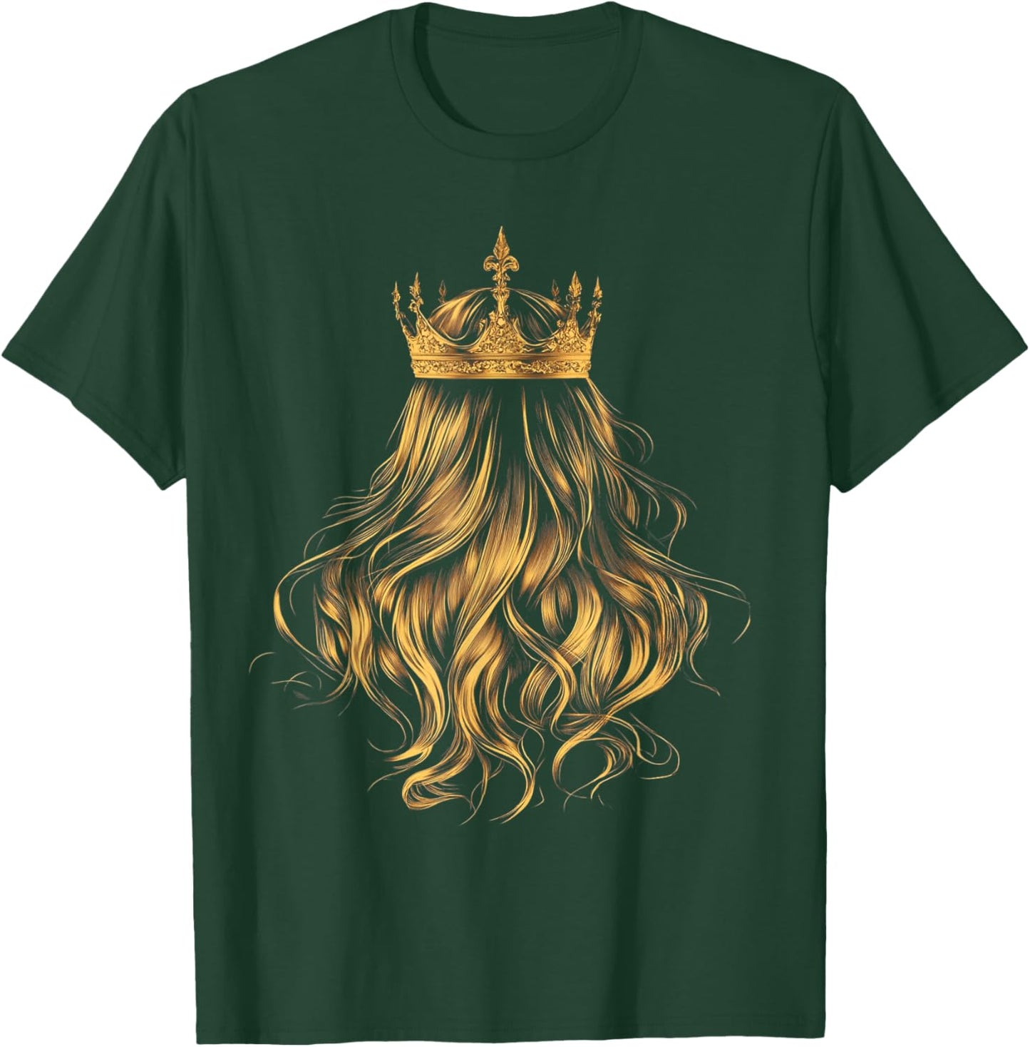 Women's Princess Queen Crown Birthday Girl Blonde Hair T-Shirt - T-Shirt | Forest