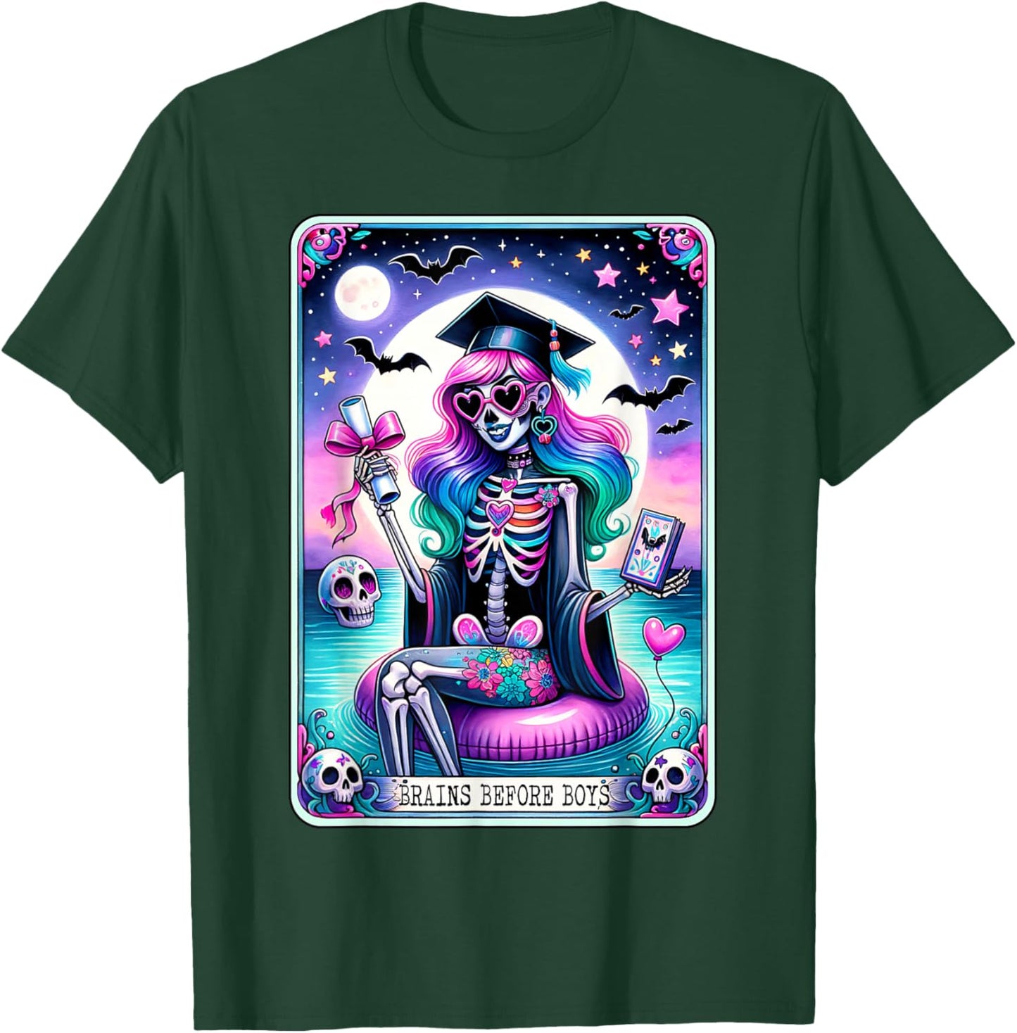 Senior Girls Pastel Goth Ghoul Brains Tarot Card Graduation T-Shirt - T-Shirt | Forest