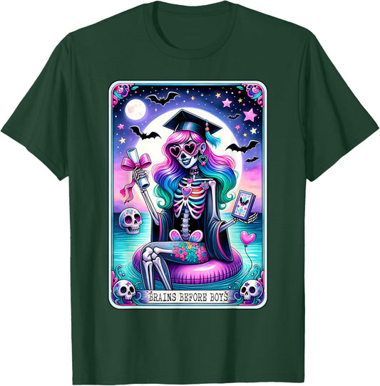 Senior Girls Pastel Goth Ghoul Brains Tarot Card Graduation T-Shirt - T-Shirt | Forest