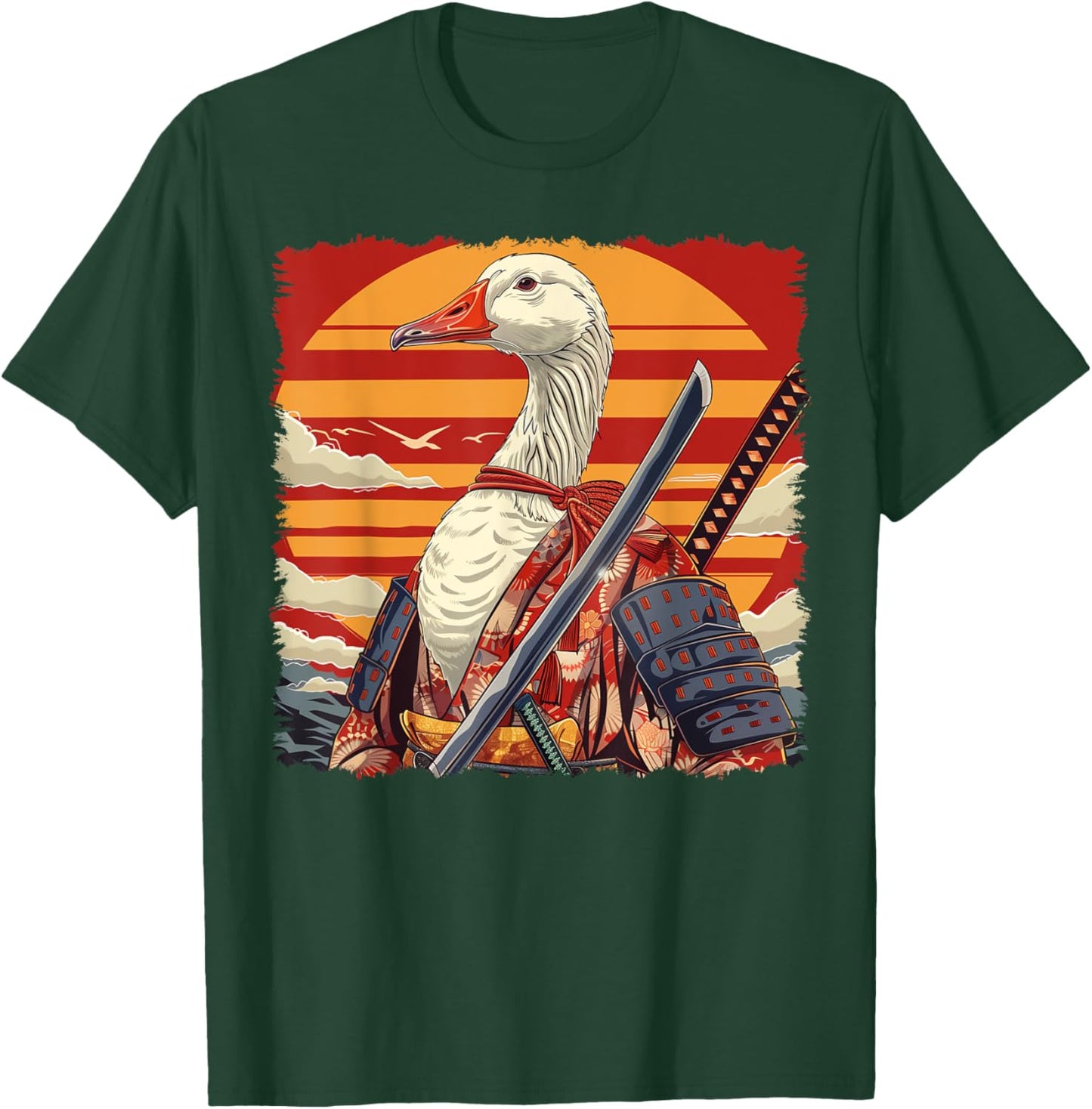 Goose Duck Japanese Art Samurai Ukiyo-e T-Shirt - T-Shirt | Forest