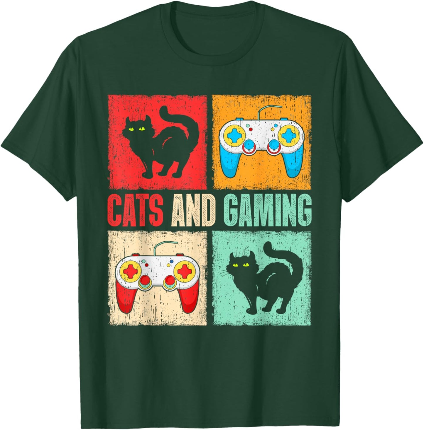 Cats And Gaming For The Cat Lover Gamer Video Game Player Women Kids T-Shirt - T-Shirt | Forest