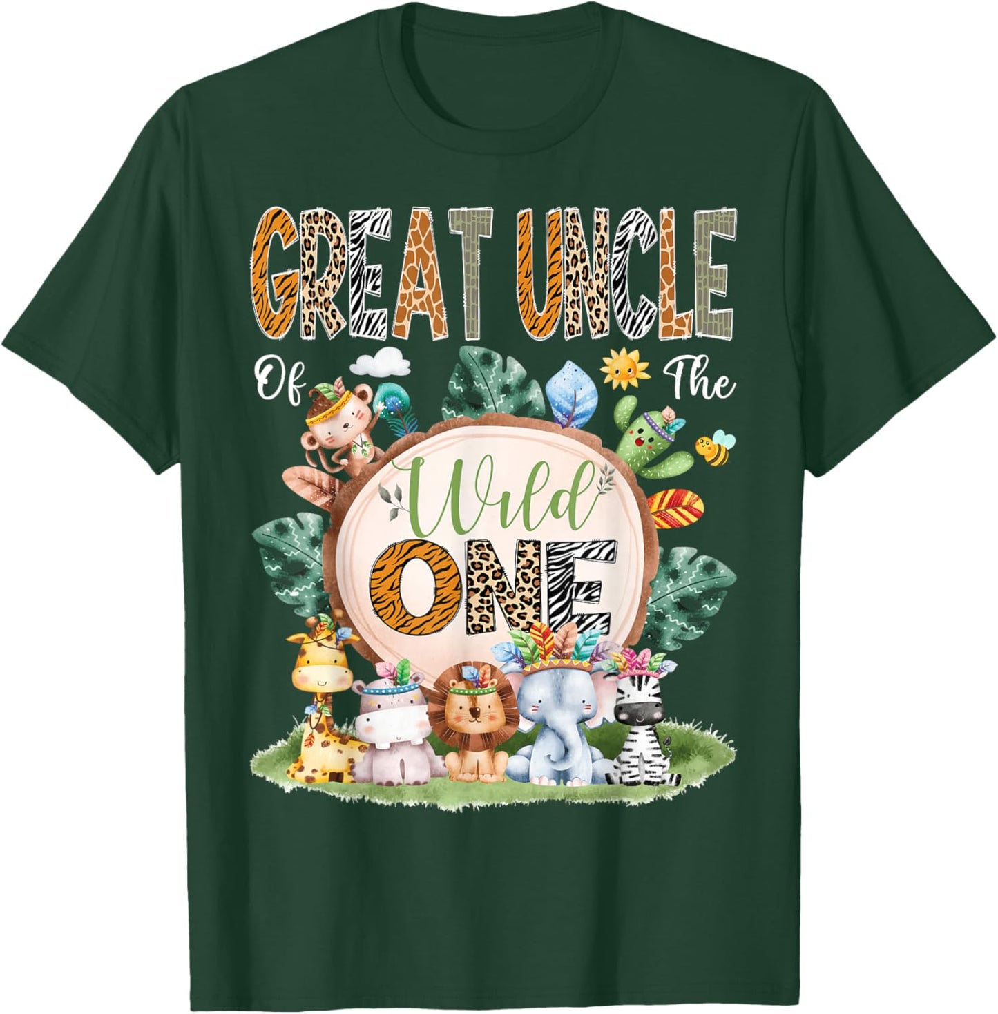 Great Uncle Of The Wild One Safari Tribal Jungle 1St Bday T-Shirt - T-Shirt | Forest